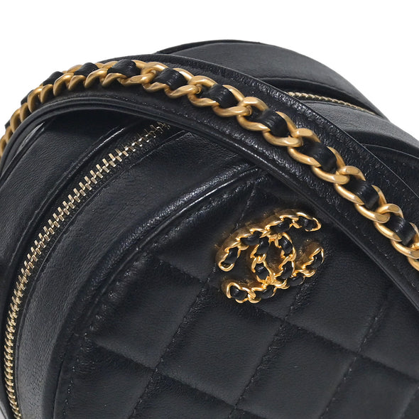 Black Nappa Chanel 19 Round Mini Vanity Case (Rented Out)