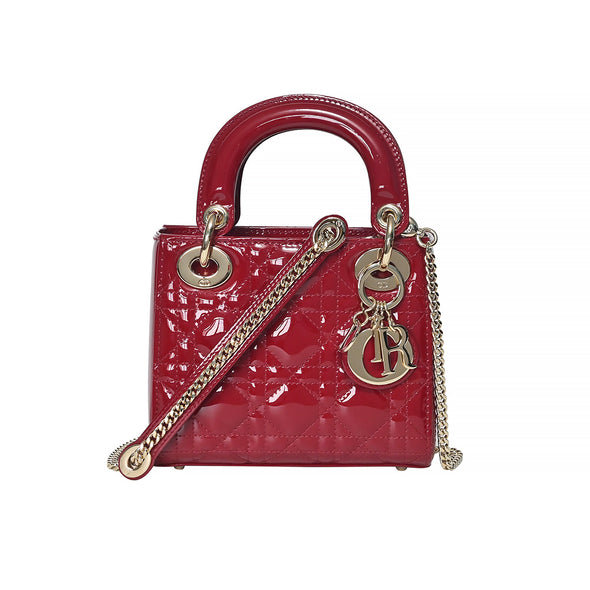 Red Patent Cannage Calfskin Mini Lady Dior Bag (Rented Out)