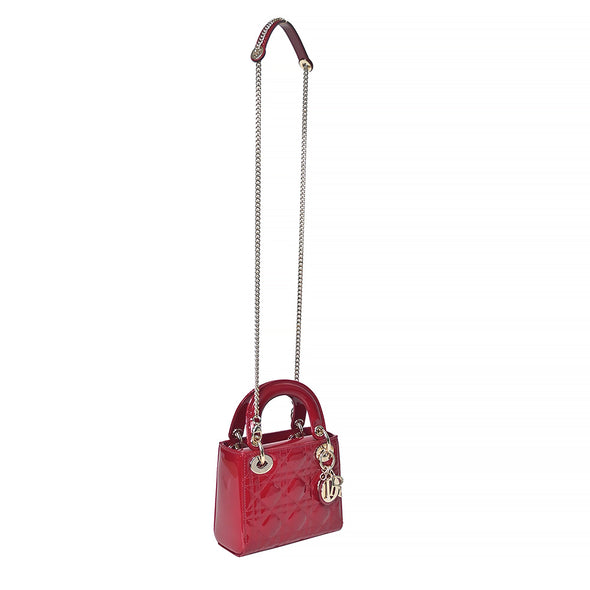 Red Patent Cannage Calfskin Mini Lady Dior Bag (Rented Out)