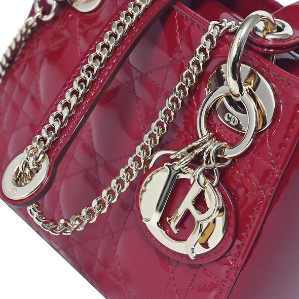 Red Patent Cannage Calfskin Mini Lady Dior Bag (Rented Out)