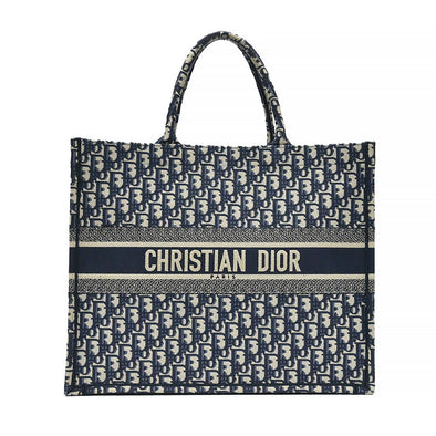 Blue Dior Oblique Embroidery Large Dior Book Tote (Rented Out)