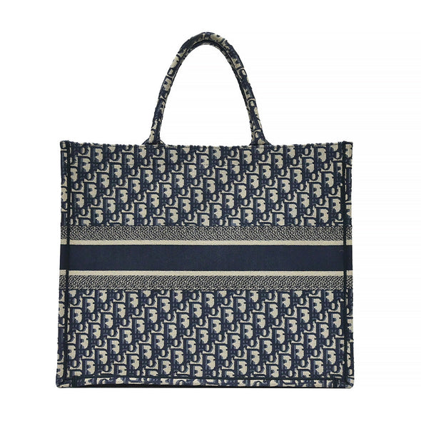 Blue Dior Oblique Embroidery Large Dior Book Tote (Rented Out)