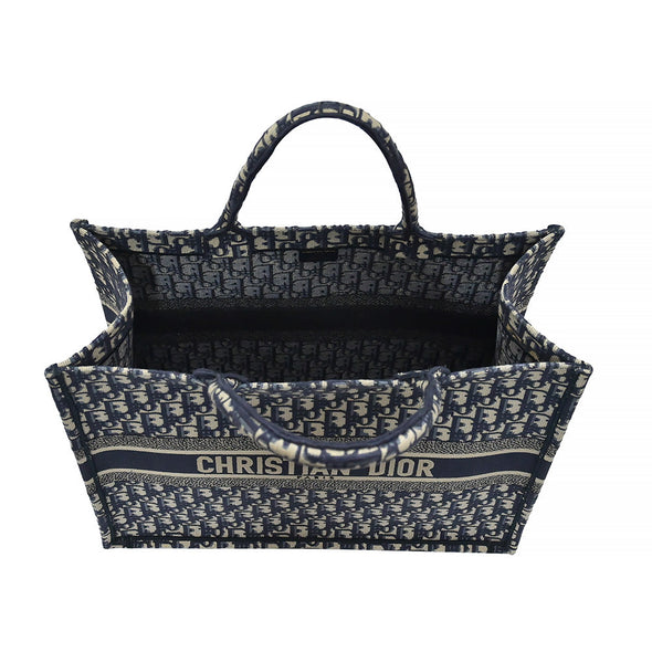 Blue Dior Oblique Embroidery Large Dior Book Tote (Rented Out)