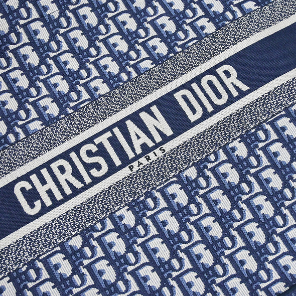 Blue Dior Oblique Embroidery Large Dior Book Tote (Rented Out)