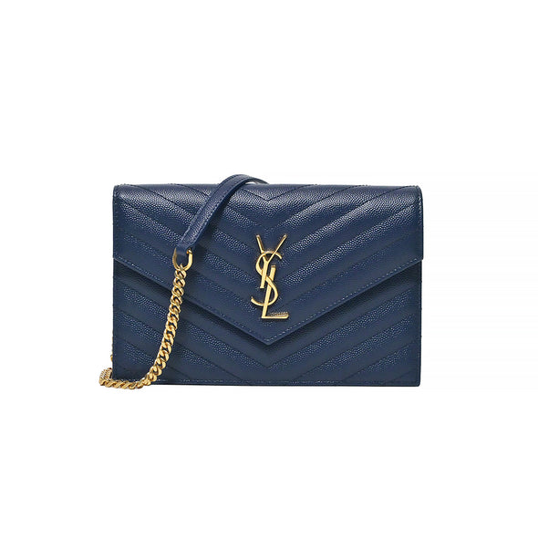 Blue Grained De Poudre Cassandre Chain Wallet (Rented Out)
