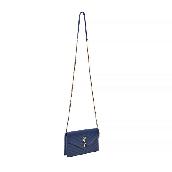 Blue Grained De Poudre Cassandre Chain Wallet (Rented Out)