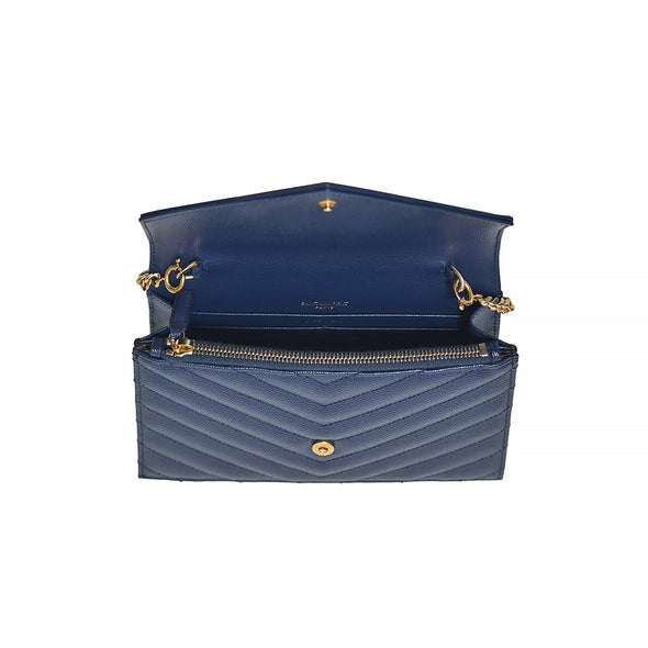Blue Grained De Poudre Cassandre Chain Wallet (Rented Out)
