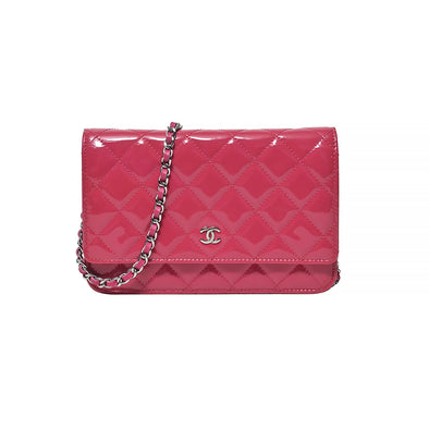 Fuchsia Patent Leather Classic Wallet On Chain (WOC)