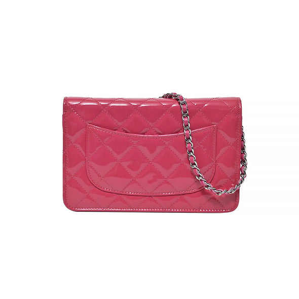Chanel Fuchsia Patent Leather Classic Wallet On Chain (WOC) [Clearance Sale]