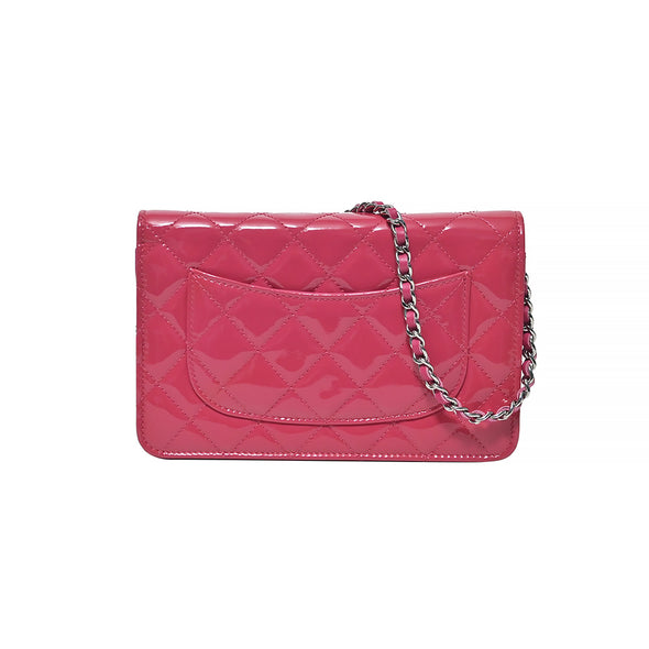 Fuchsia Patent Leather Classic Wallet On Chain (WOC)