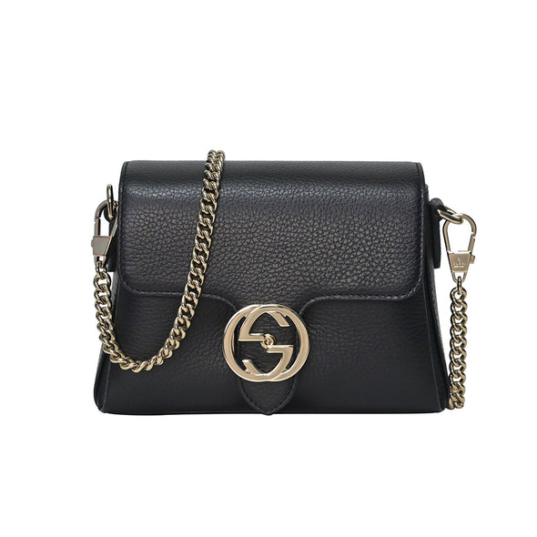 Black Interlocking GG Small Shoulder Bag (Rented Out)