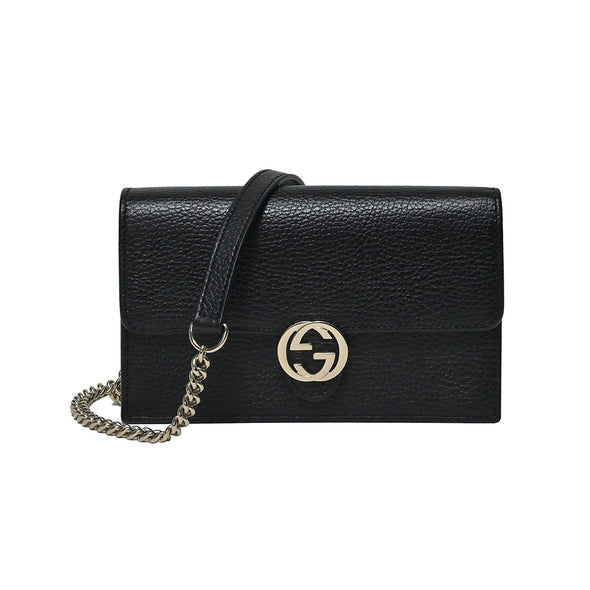 Black Interlocking GG Wallet On Chain (Rented Out)