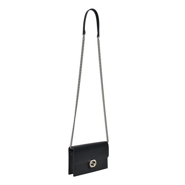 Black Interlocking GG Wallet On Chain (Rented Out)