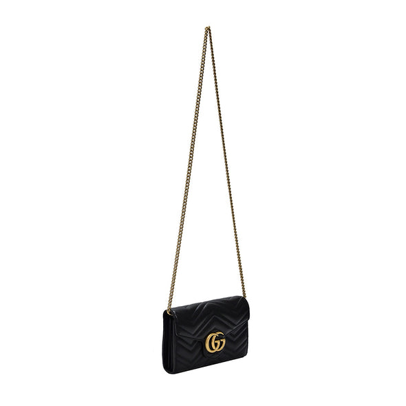 Black GG Marmont Matelassé Mini Bag (Rented Out)