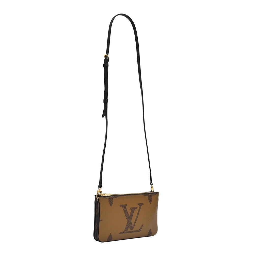 LOUIS VUITTON Double Zip Pochette Reverse Monogram Giant Shoulder Bag