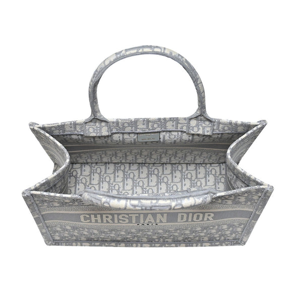 Gray Dior Oblique Embroidery Medium Book Tote (Rented Out)