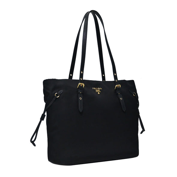 Nero Tessuto Saffiano Drawstring Shopping Tote (Rented Out)