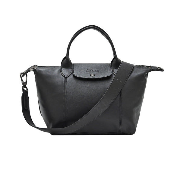 Noir Le Pliage Cuir Shopping Tote (Logo Strap) - 2 [Clearance Sale]