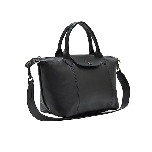 Noir Le Pliage Cuir Shopping Tote (Logo Strap) - 2 [Clearance Sale]