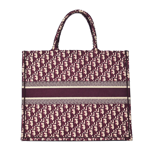 Burgundy Dior Oblique Embroidery Book Tote (Rented Out)
