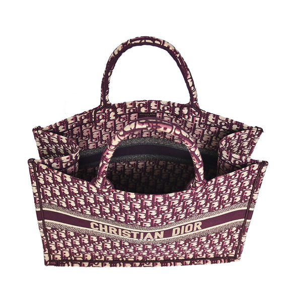 Burgundy Dior Oblique Embroidery Book Tote (Rented Out)