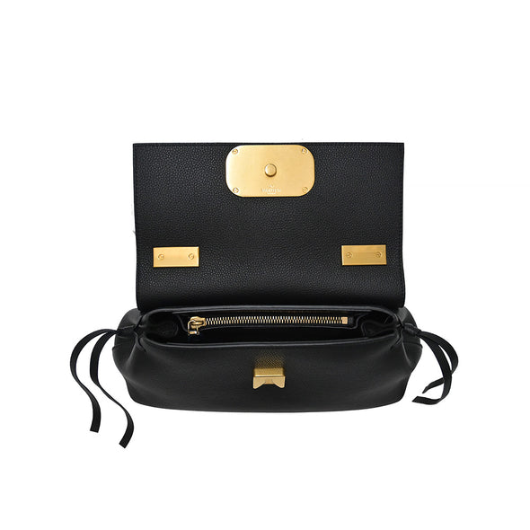 Black Vsling Grained Leather Crossbody Chain Bag [Clearance Sale]