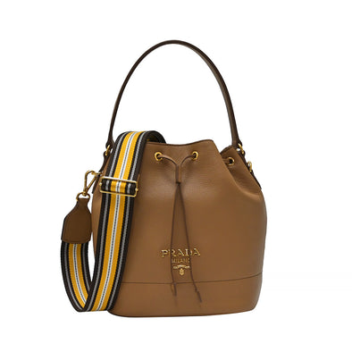 Caramel Double Strap Vitello Daino Bucket Bag (Rented Out)