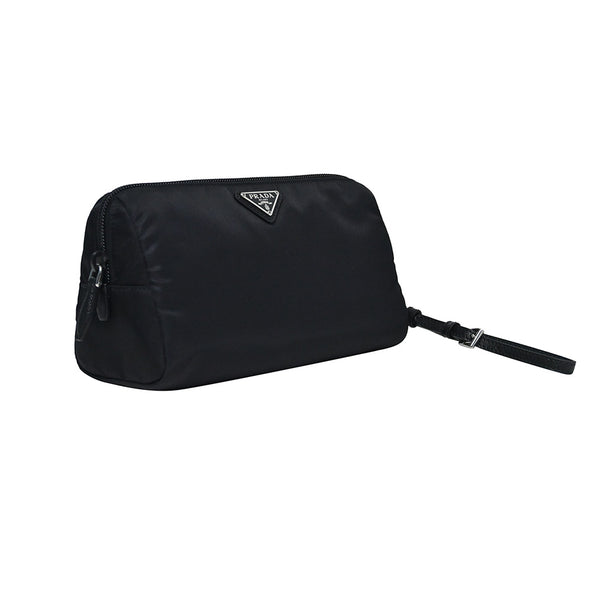 Nero Tessuto Saffiano Leather Pouch with Wristlet