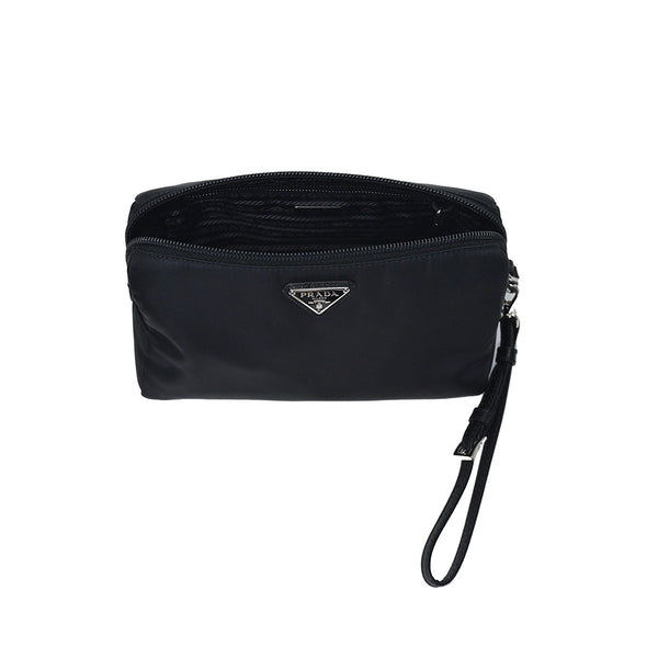 Nero Tessuto Saffiano Leather Pouch with Wristlet