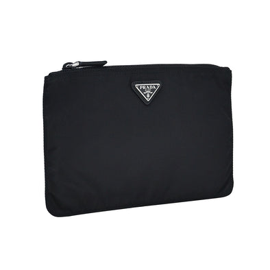 Nero Tessuto Flat Pouch