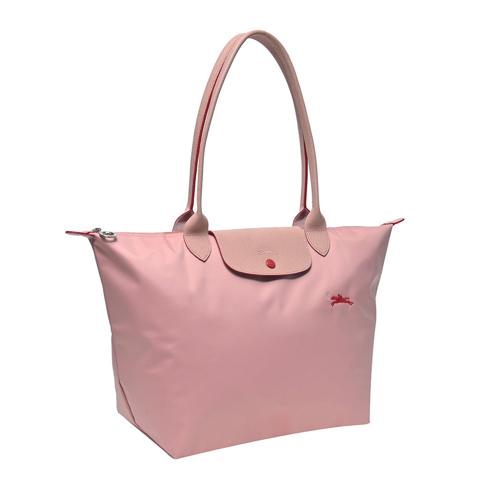 Longchamp Antique Pink Le Pliage Cuir Medium Shopping Tote (Logo Strap) –