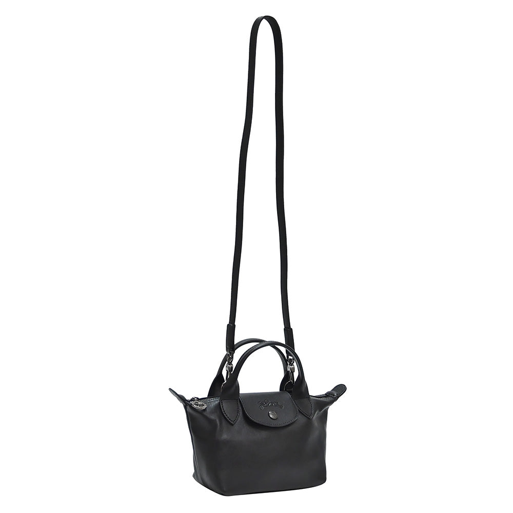 LC LE PLIAGE CUIR LGP TOP HANDLE BAG XS IN BLACK (sz : 17/25x15x10