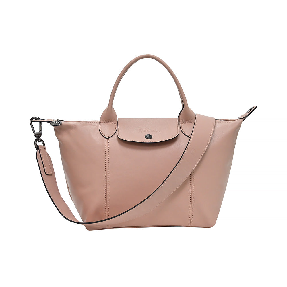 Longchamp Le Pliage Cuir Leather Tote Natural at Jill's Consignment