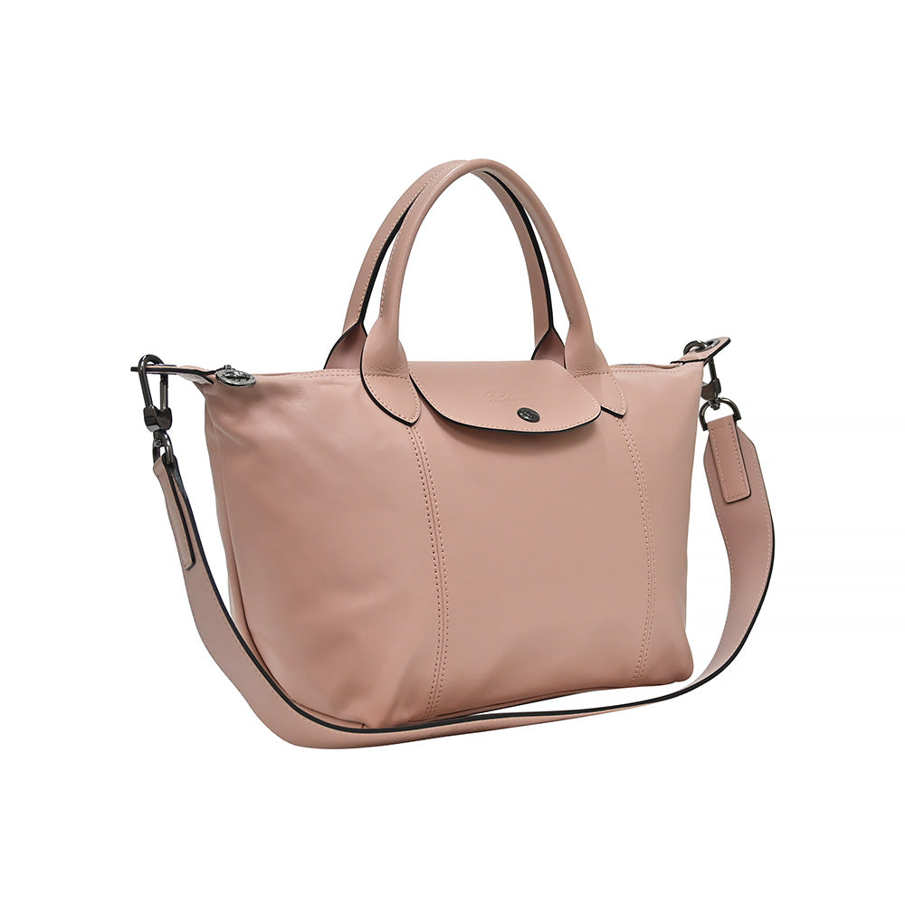 Longchamp Le Pliage Cuir Leather Tote Natural at Jill's Consignment