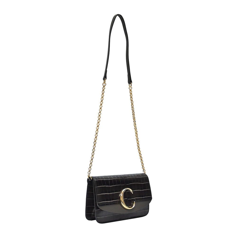 Chloé Chloé C Embossed Croc Chain Clutch Bag (Clutch Bags,Pouch