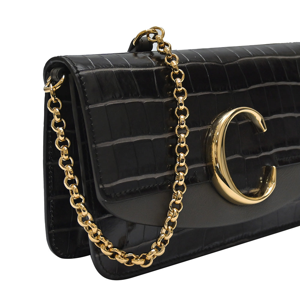 Chloé Chloé C Embossed Croc Chain Clutch Bag (Clutch Bags,Pouch