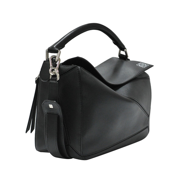 Black Classic Calfskin Leather Puzzle Bag (Rented Out)
