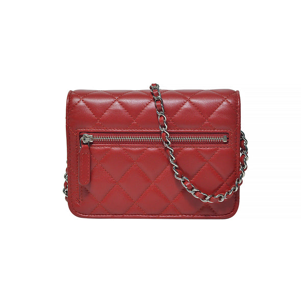 Red Classic Nappa Mini Wallet On Chain (Rented Out)