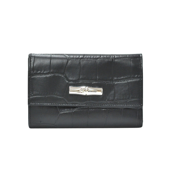Noir Roseau Croco Medium Continental Wallet