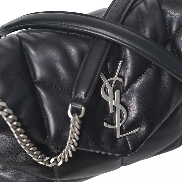 Black Quilted Lambskin Leather Puffer Small Chain Bag (Rented Out)