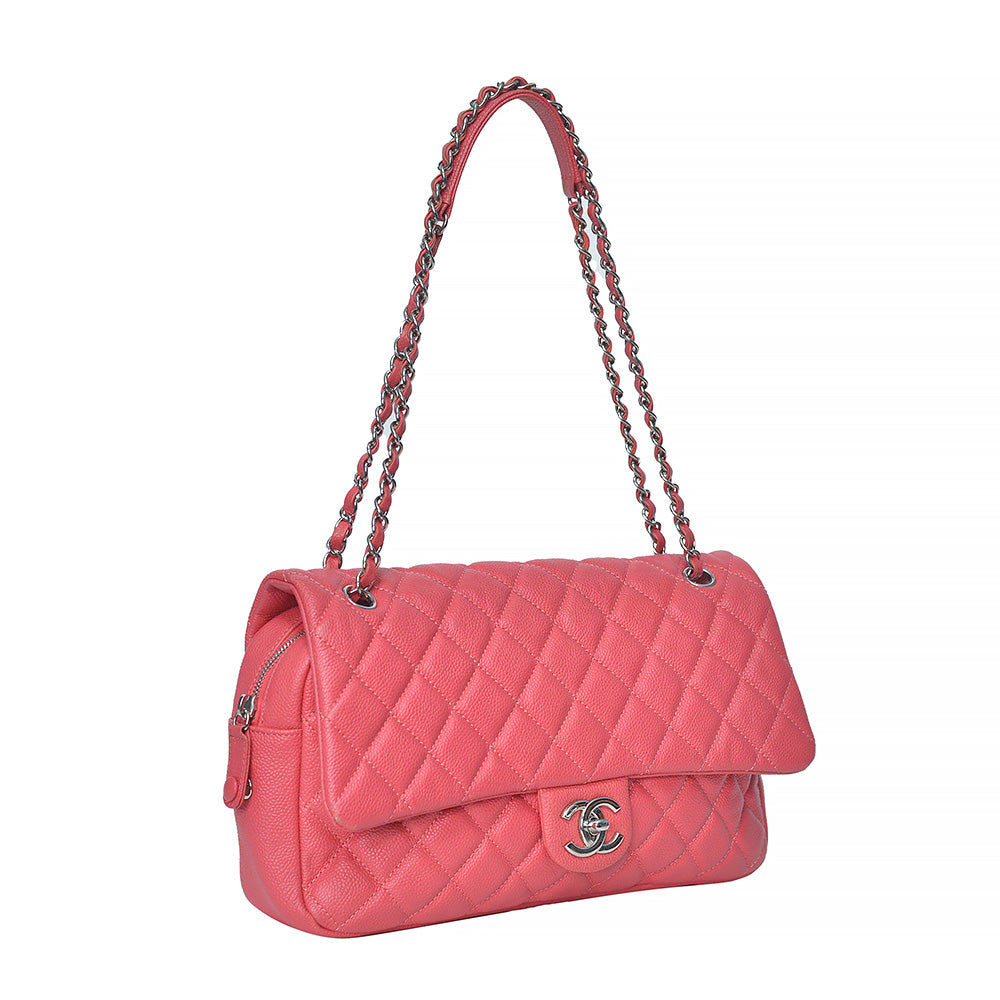 Chanel Fuchsia Caviar Calfskin Flap Shoulder Bag www
