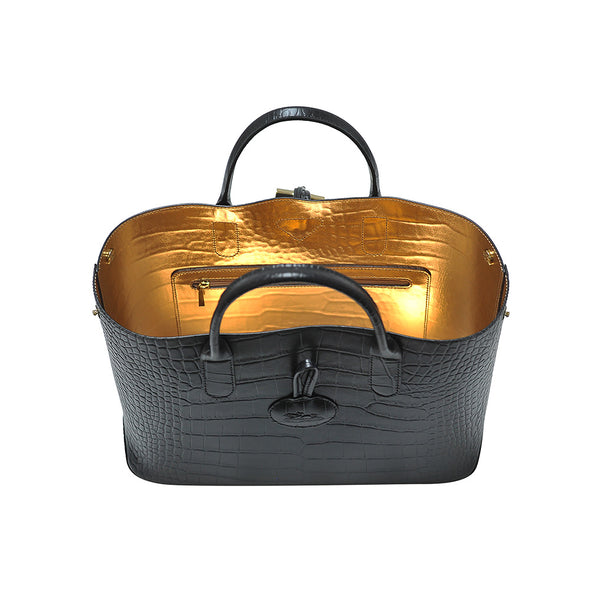 Noir Roseau Croco Tote (Rent Out)