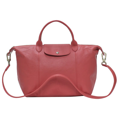 Peony Le Pliage Cuir Medium Shopping Tote (Rented Out)