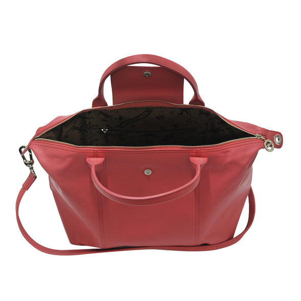 Peony Le Pliage Cuir Medium Shopping Tote (Rented Out)