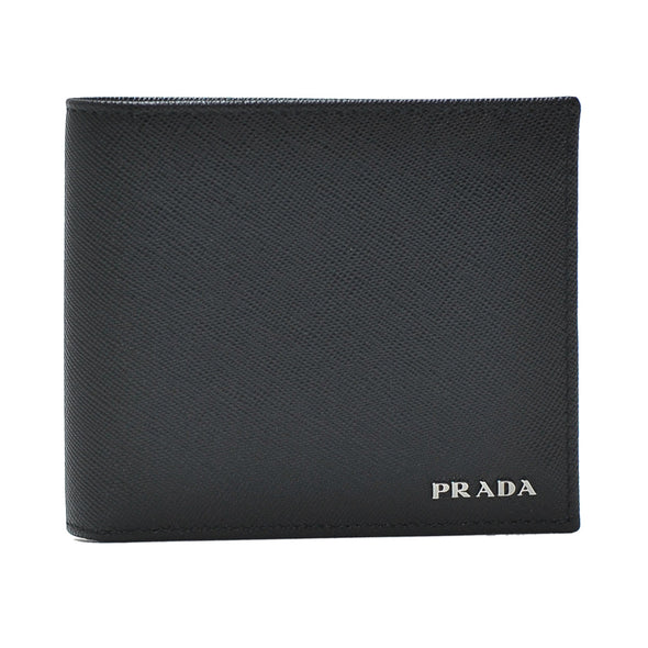 Nero Baltico Saffiano Metal Logo Men's Bifold Wallet