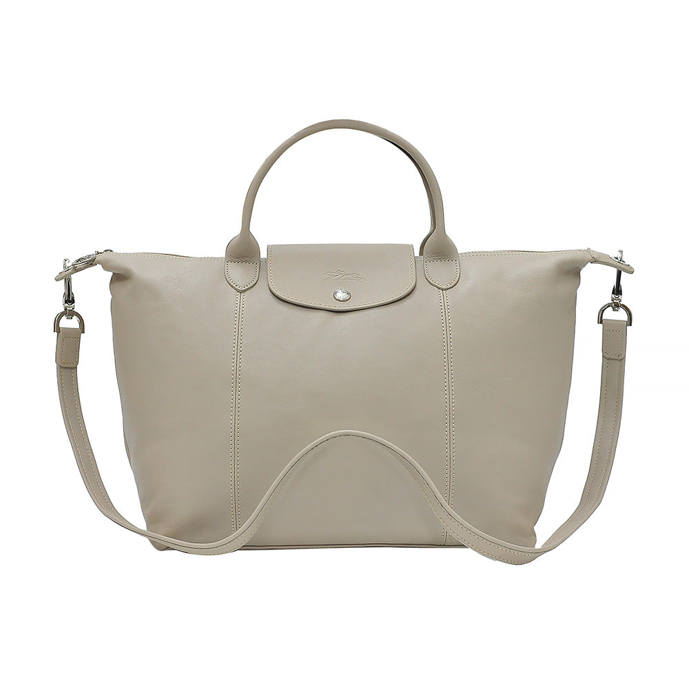 Longchamp Argile Le Pliage Cuir Medium Shopping Tote –