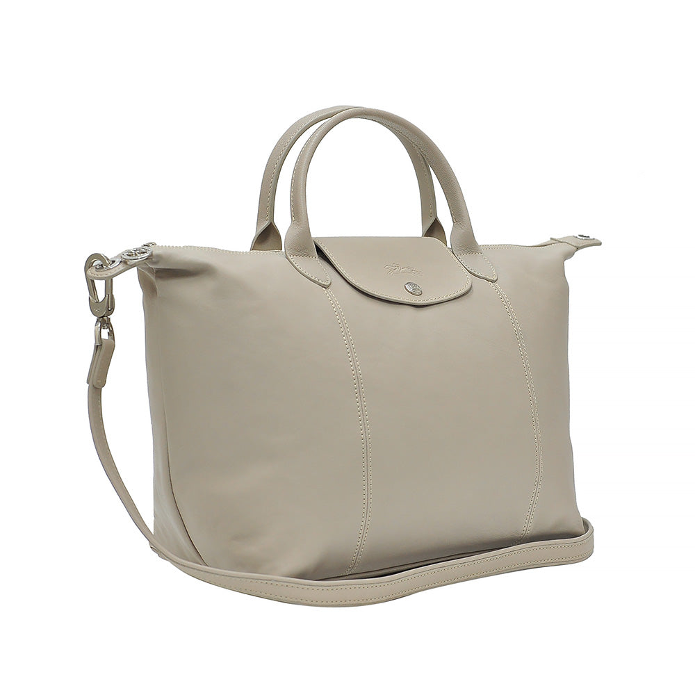 Longchamp Argile Le Pliage Cuir Medium Shopping Tote –