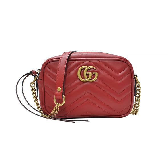 Rosso GG Marmont Chevron Leather Camera Bag - 2 (Rented Out)