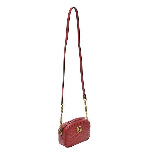 Rosso GG Marmont Chevron Leather Camera Bag - 2 (Rented Out)