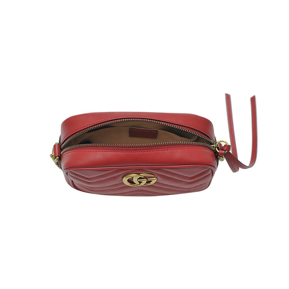 Rosso GG Marmont Chevron Leather Camera Bag - 2 (Rented Out)